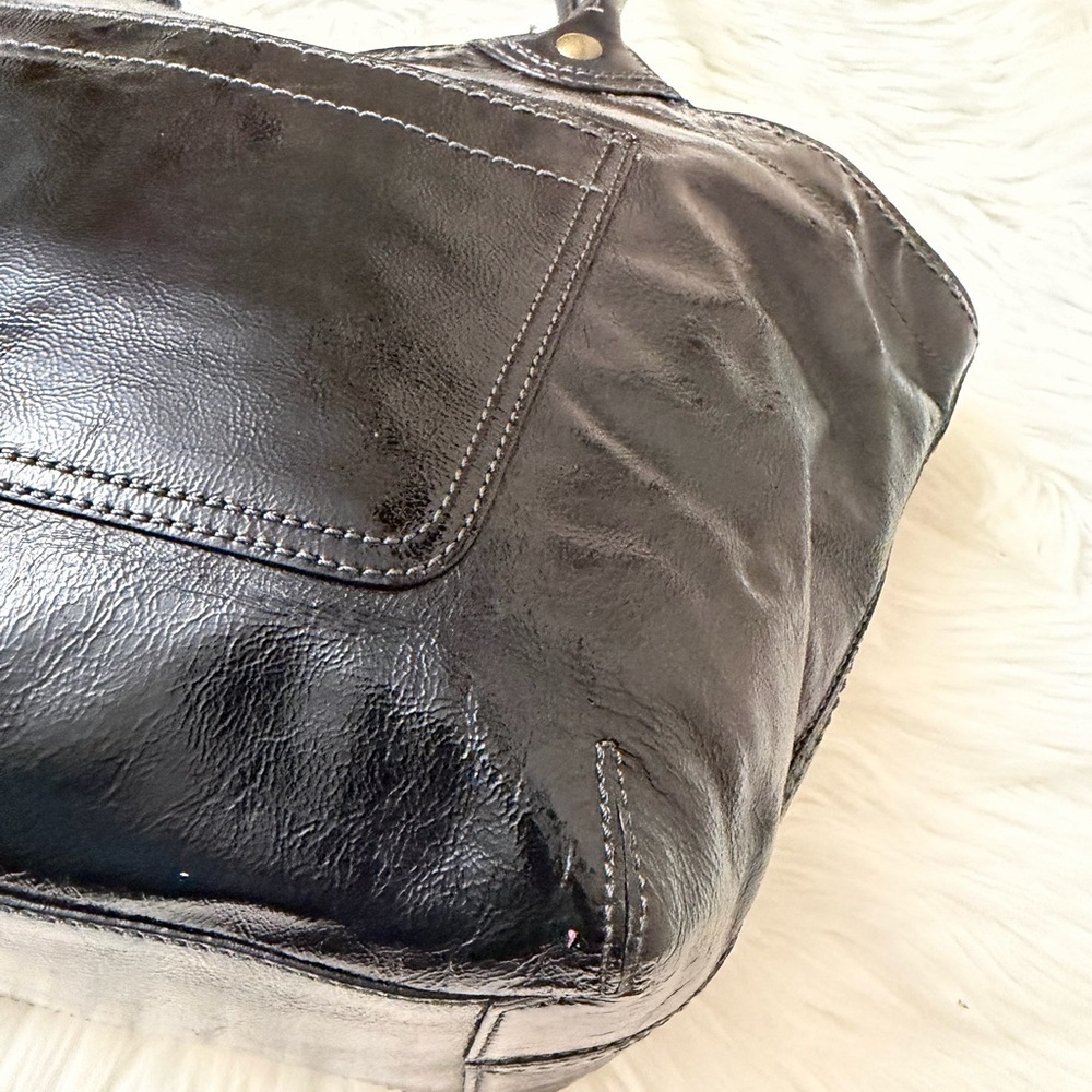 Coach #12362 Shiny Black Leather Tote - Picture 9 of 14